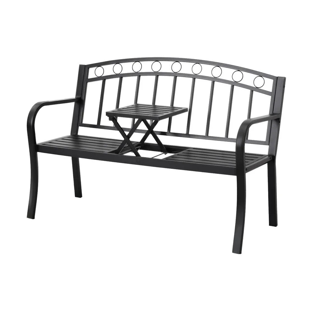 Gardeon Outdoor Garden Bench Seat Loveseat Steel Foldable