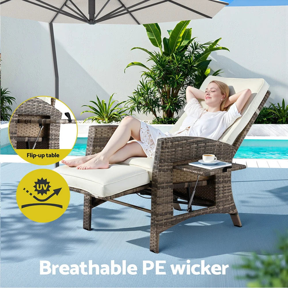 Gardeon Outdoor Recliner Chairs Sun lounge Wicker Lounger