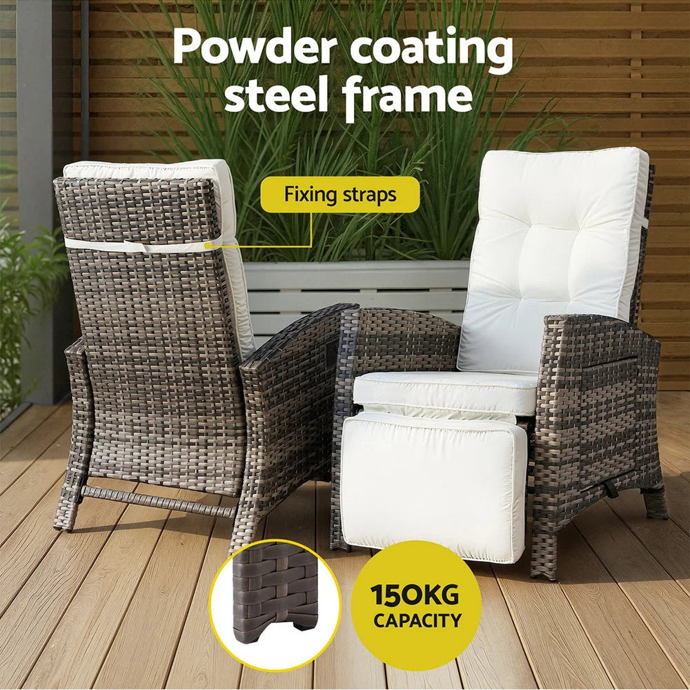 Gardeon Outdoor Recliner Chairs Sun lounge Wicker Lounger