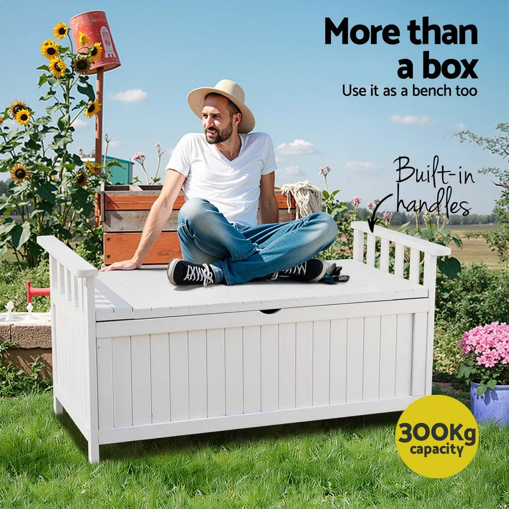 Outdoor storage bench with box toy tool patio benches