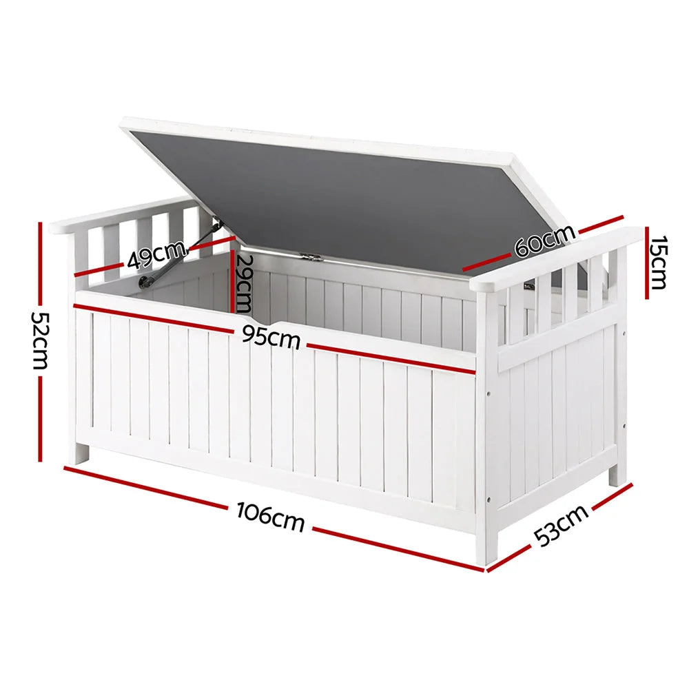 Storage Bench Box Wooden Toy Tool Patio Furniture