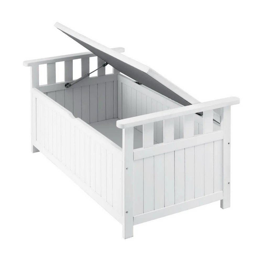 Outdoor storage bench with box toy tool patio