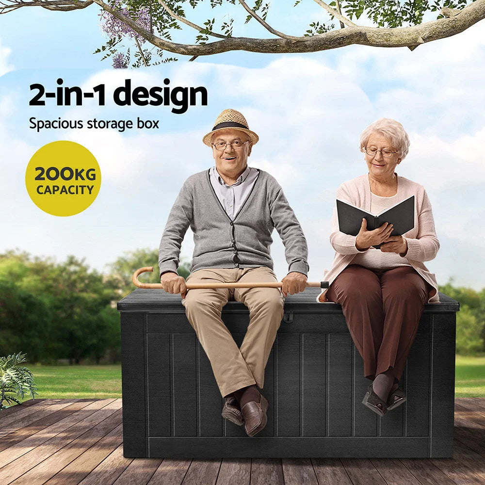 Gardeon Outdoor Storage Box 830L Container Lockable Bench