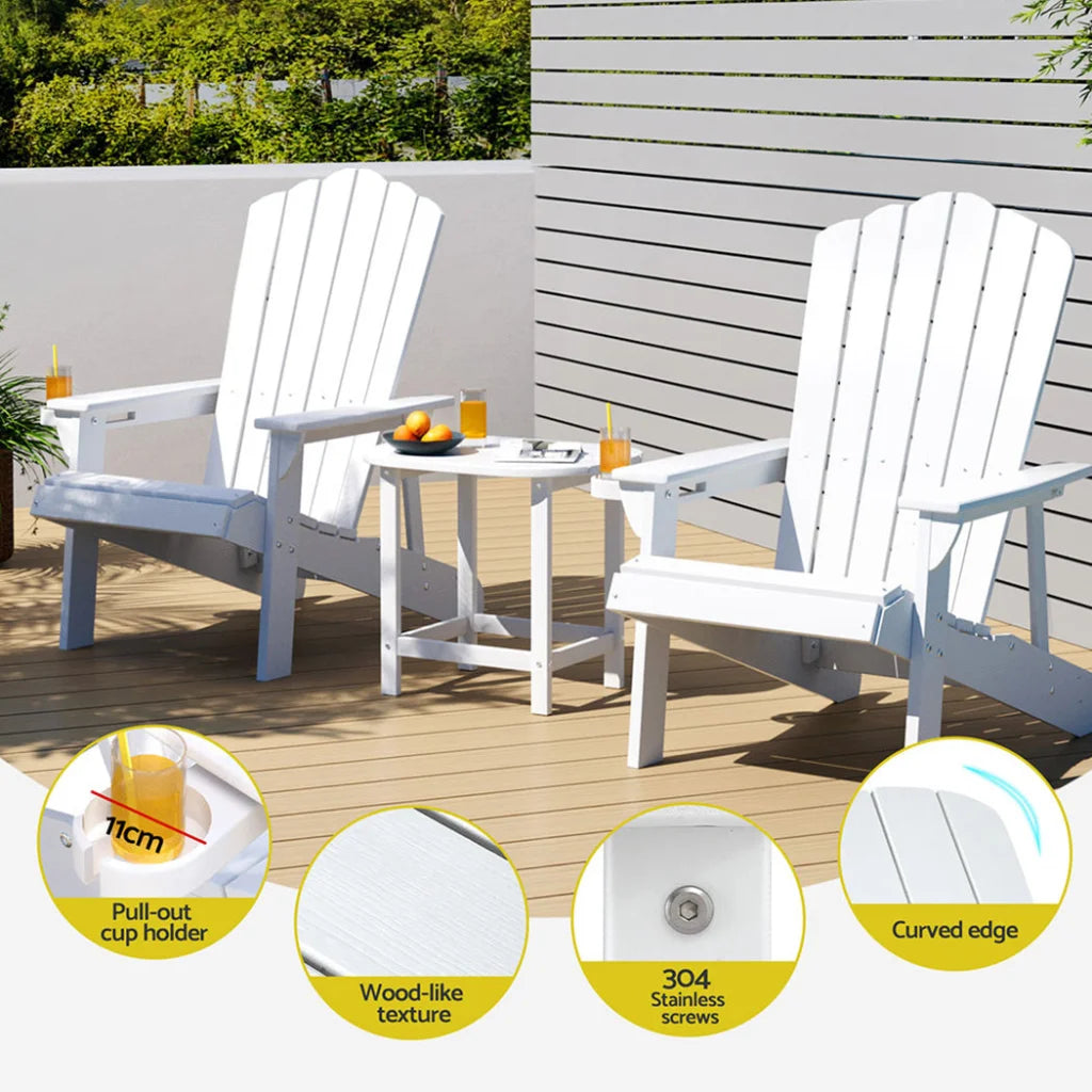 Gardeon Outdoor Table and Chairs HDPE Adirondack Beach