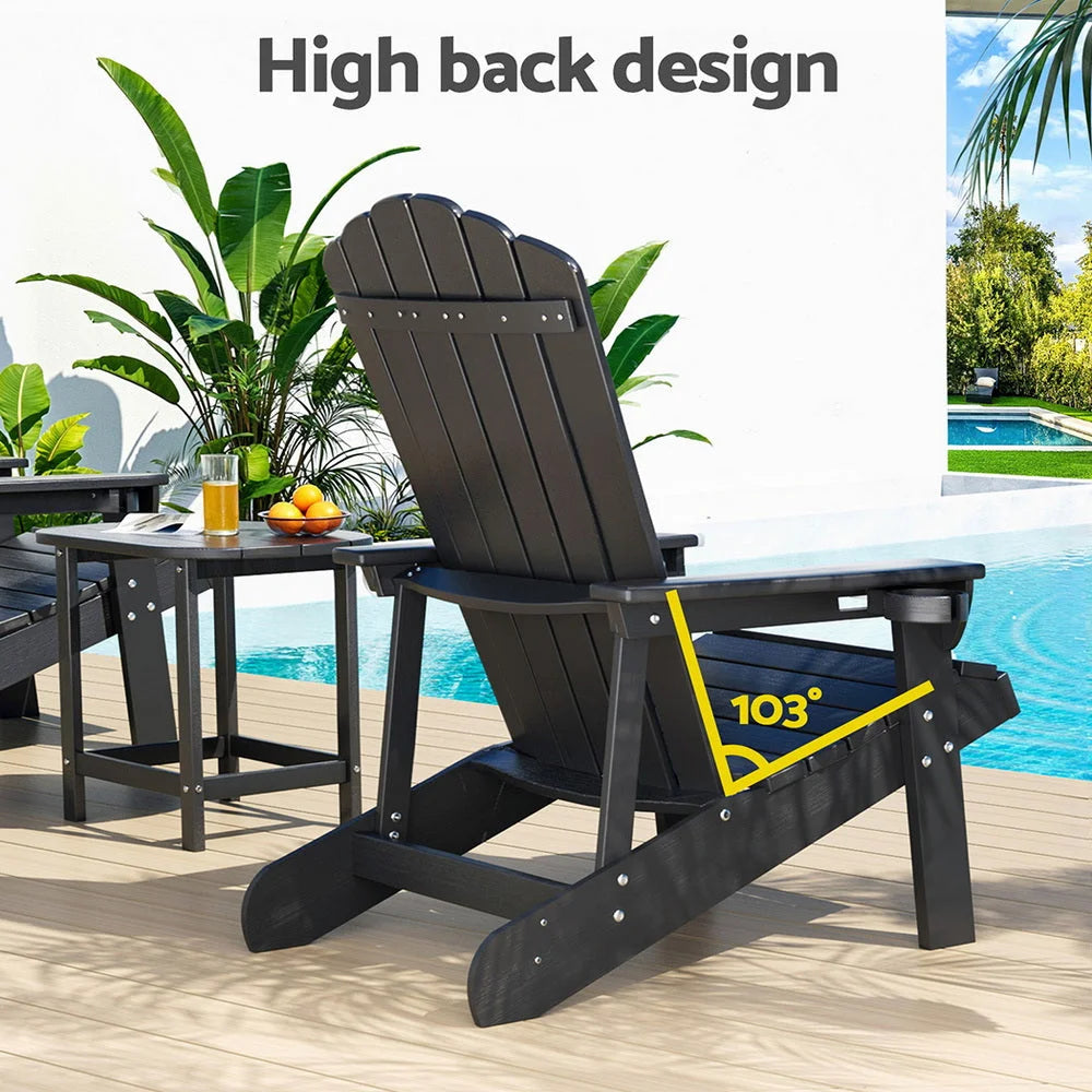 Gardeon Outdoor Table and Chairs HDPE Adirondack Beach