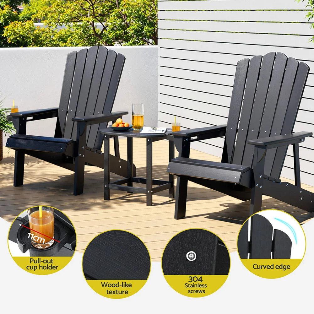 Gardeon Outdoor Table and Chairs HDPE Adirondack Beach