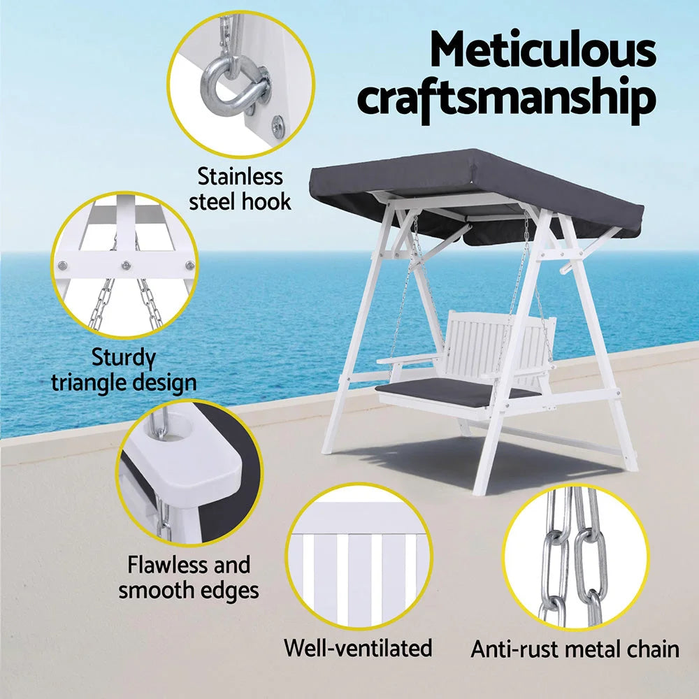 Gardeon Outdoor Wooden Swing Chair Garden Bench Canopy