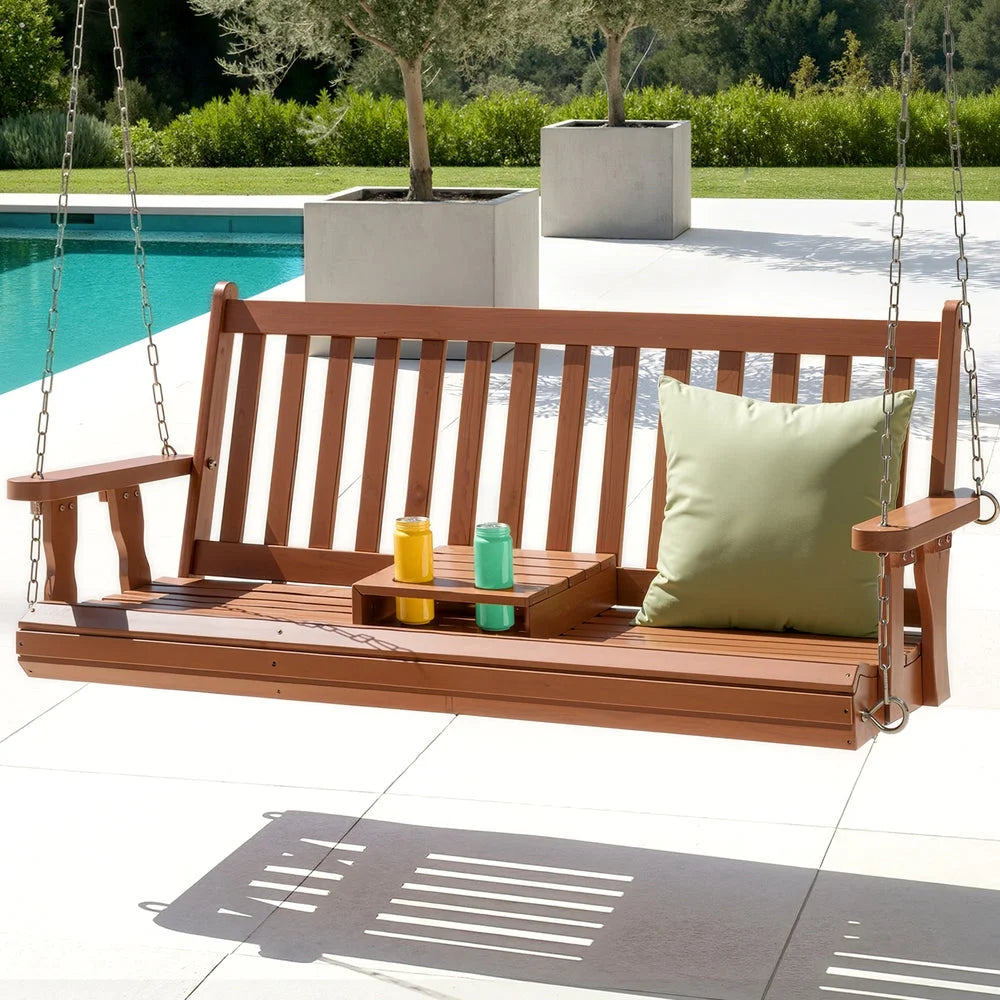 Porch Swing Chair Patio Furniture Wooden Bench 2