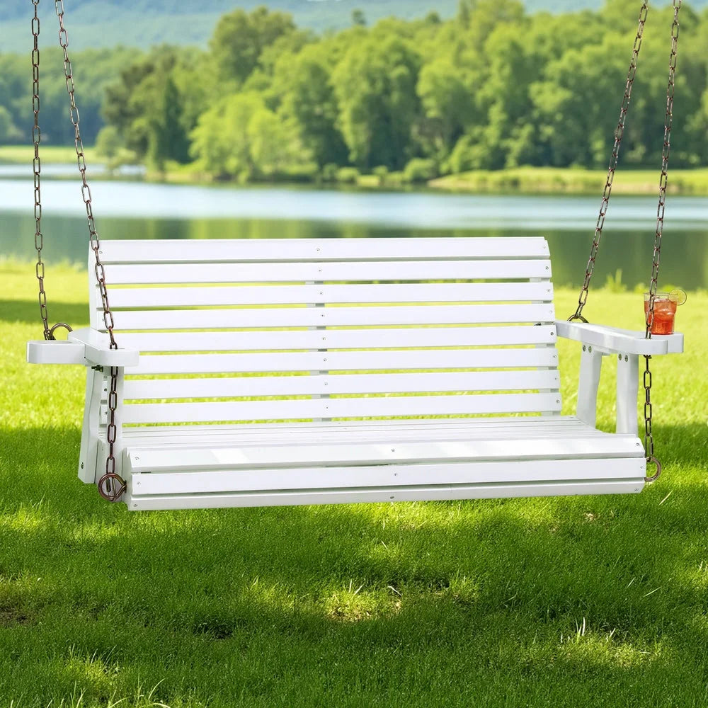 Gardeon Porch Outdoor Swing Chair With Cup Holder Wooden