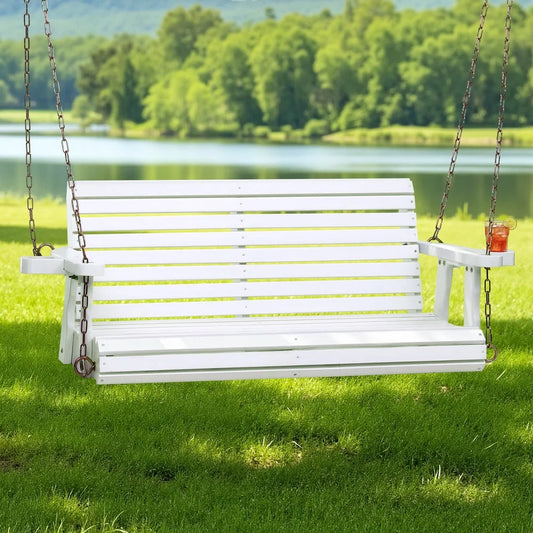 Gardeon Porch Outdoor Swing Chair With Cup Holder Wooden