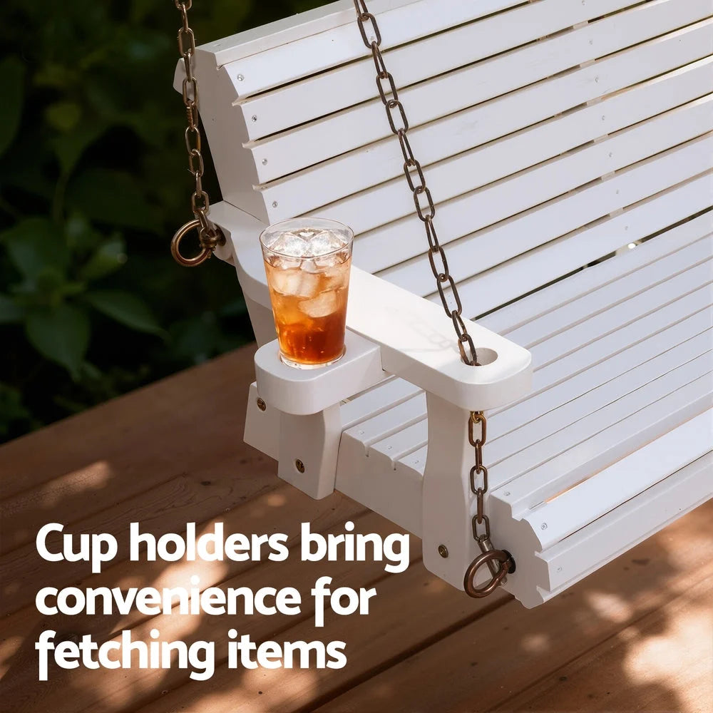 Gardeon Porch Outdoor Swing Chair With Cup Holder Wooden