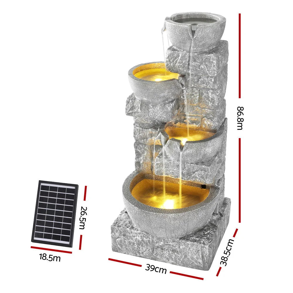 Gardeon Solar Fountain Water Feature Outdoor LED Lights