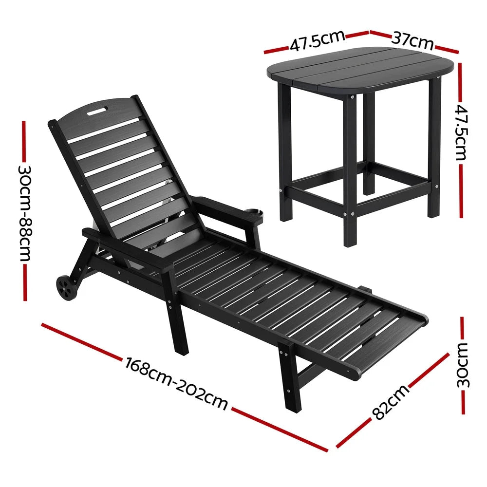 Gardeon Sun Lounge Lounger Beach Chair HDPE Patio Outdoor