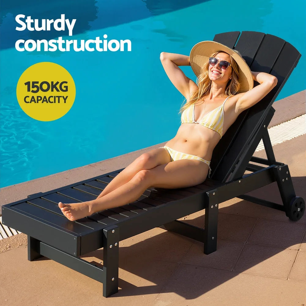 Gardeon Sun Lounge Lounger Table and Chairs Beach Chair