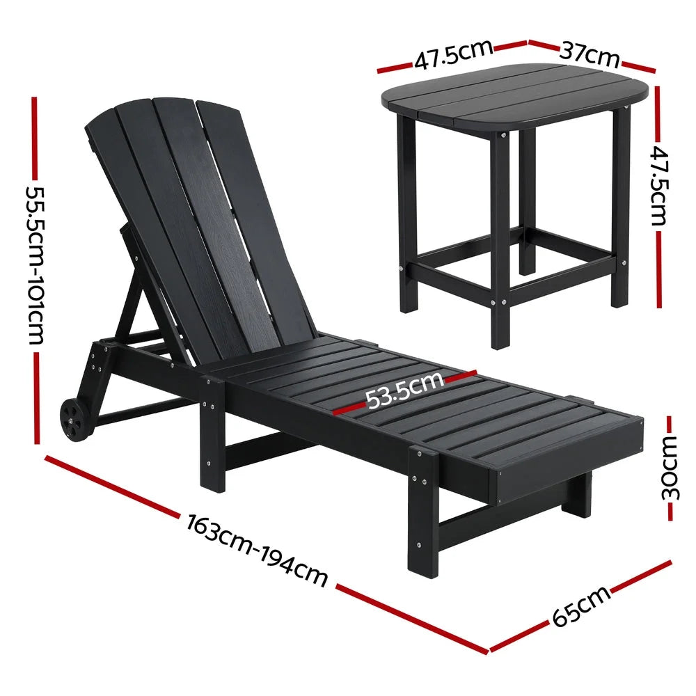 Gardeon Sun Lounge Lounger Table and Chairs Beach Chair