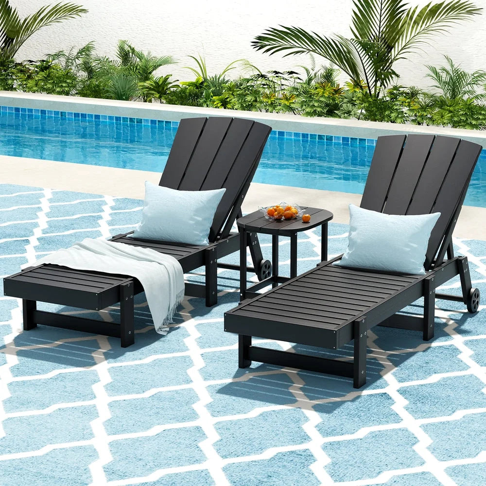 Gardeon Sun Lounge Lounger Table and Chairs Beach Chair