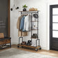 Garment Clothing Rack on Wheels 5-Tier Industrial Pipe