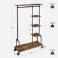 Garment Clothing Rack on Wheels 5-Tier Industrial Pipe