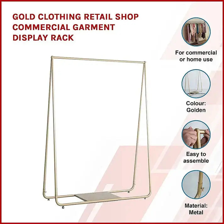 Garment Display Rack Gold Clothing Retail Shop Commercial