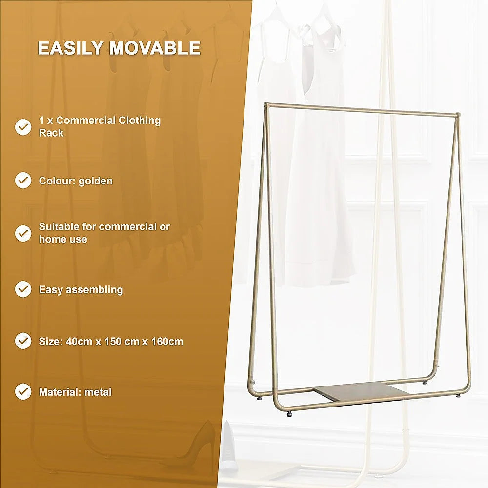 Garment Display Rack Gold Clothing Retail Shop Commercial