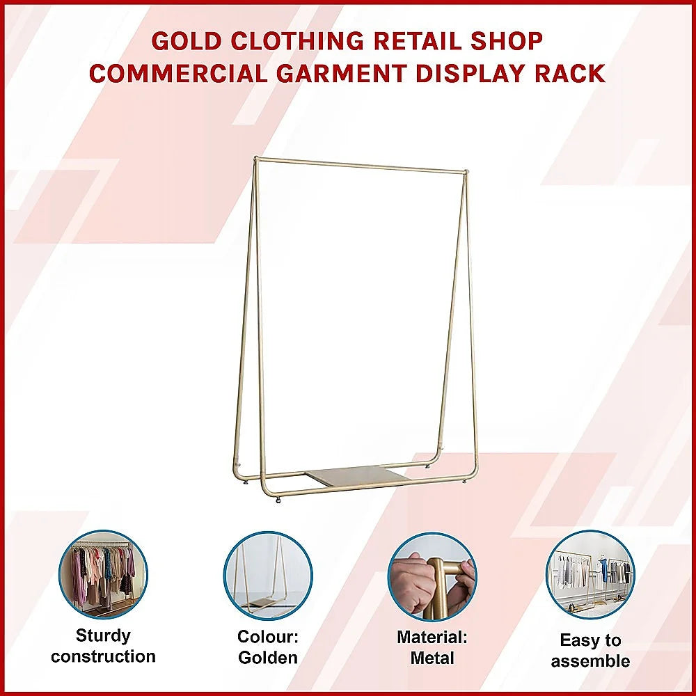 Garment Display Rack Gold Clothing Retail Shop Commercial