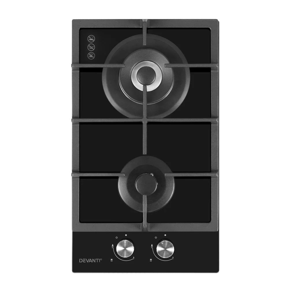 Gas Cooktop 30cm Gas Stove Cooker 2 Burner Cooktop Knobs NG