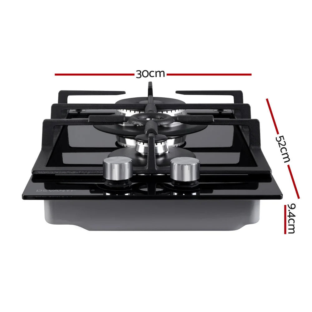 Gas Cooktop 30cm Gas Stove Cooker 2 Burner Cooktop Knobs NG