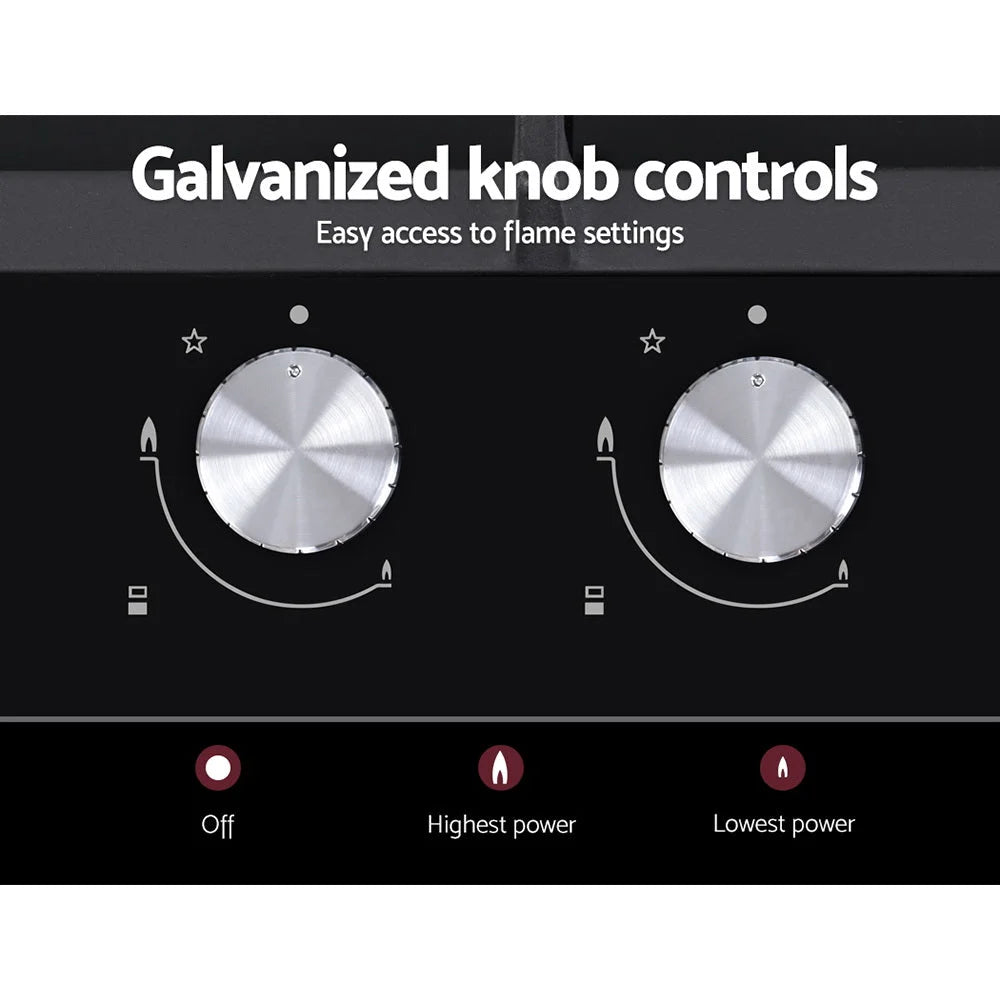 Gas Cooktop 30cm Gas Stove Cooker 2 Burner Cooktop Knobs NG