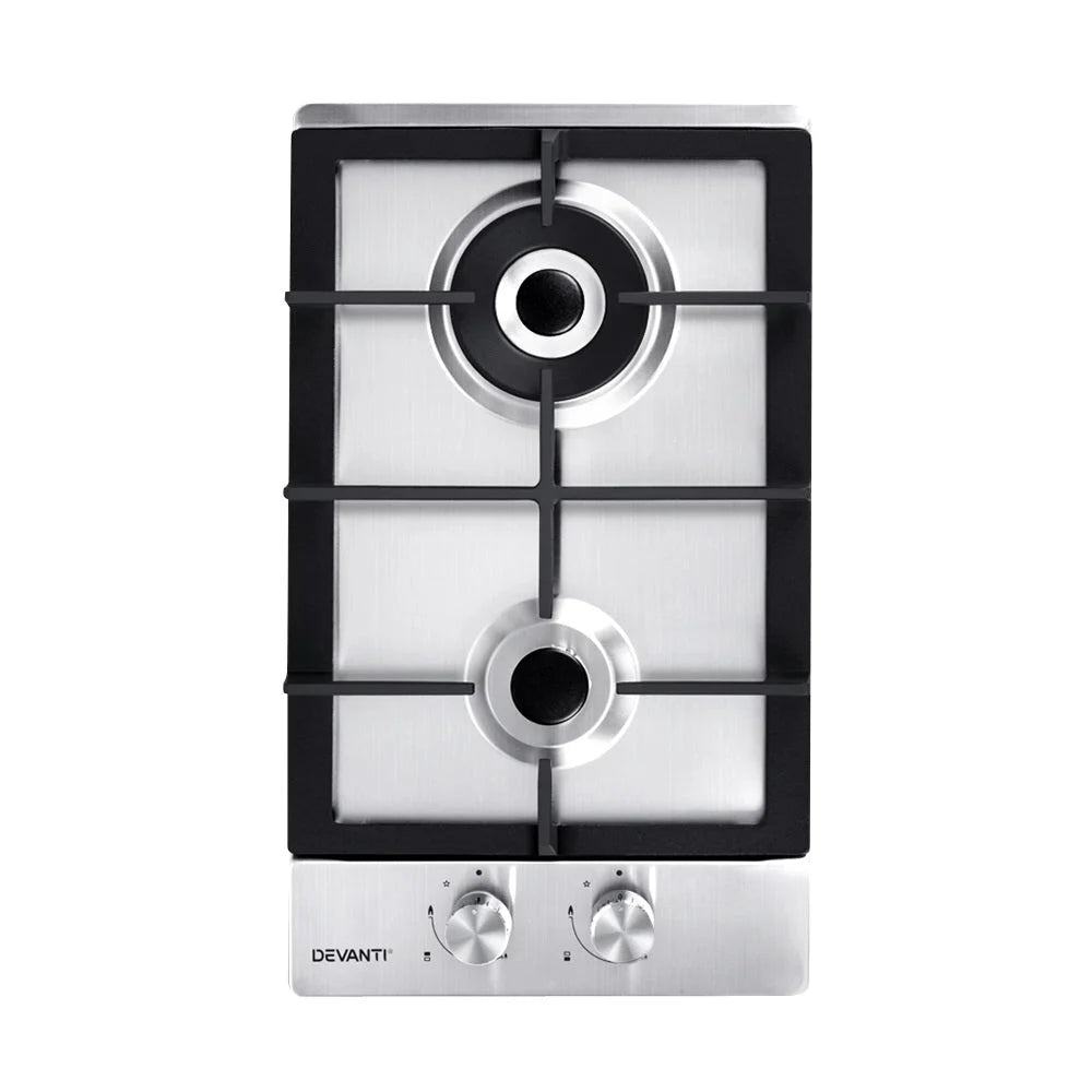 Gas Cooktop 30cm Gas Stove Cooker 2 Burner Cooktop Knobs NG