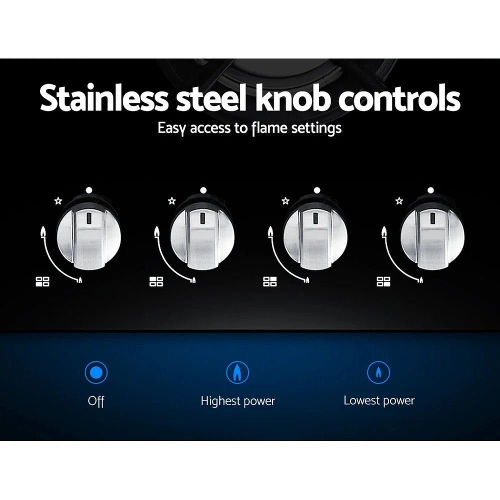Gas Cooktop 60cm 4 Burner Ceramic Glass Cook Top Stove Hob