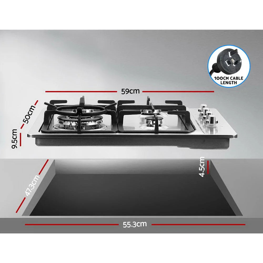 Gas Cooktop 60cm Kitchen Stove 4 Burner Cook Top NG LPG
