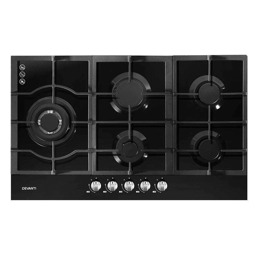 Gas Cooktop 90cm 5 Burner Stove Hob Cooker Kitchen NG LPG