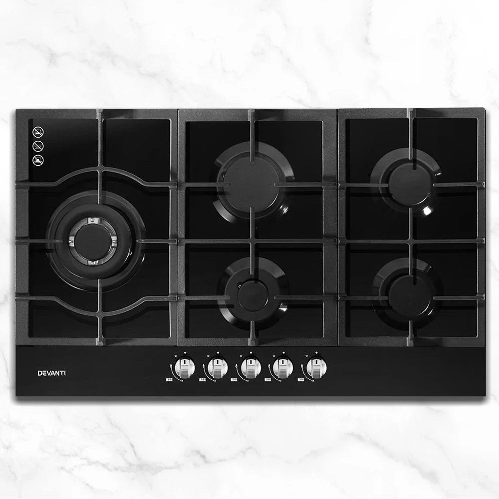 Gas Cooktop 90cm 5 Burner Stove Hob Cooker Kitchen NG LPG