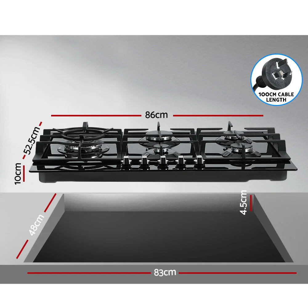 Gas Cooktop 90cm 5 Burner Stove Hob Cooker Kitchen NG LPG
