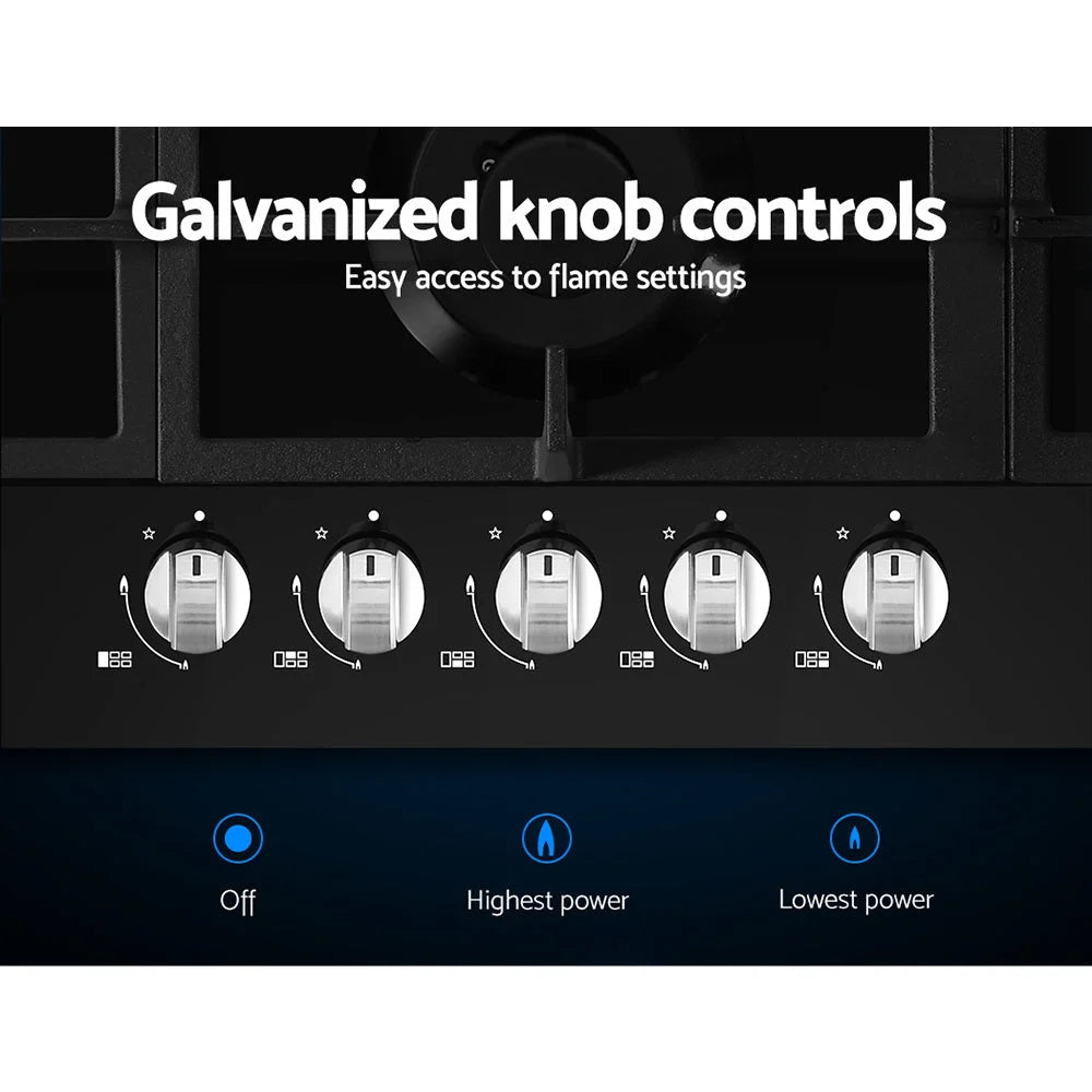 Gas Cooktop 90cm 5 Burner Stove Hob Cooker Kitchen NG LPG