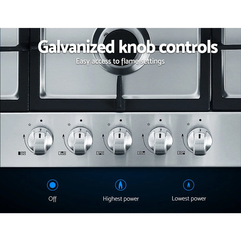 Gas Cooktop 90cm Kitchen Stove Cooker 5 Burner Stainless