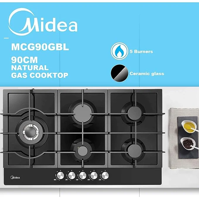 Gas Glass Cooktop 90cm Black - Appliances > Kitchen