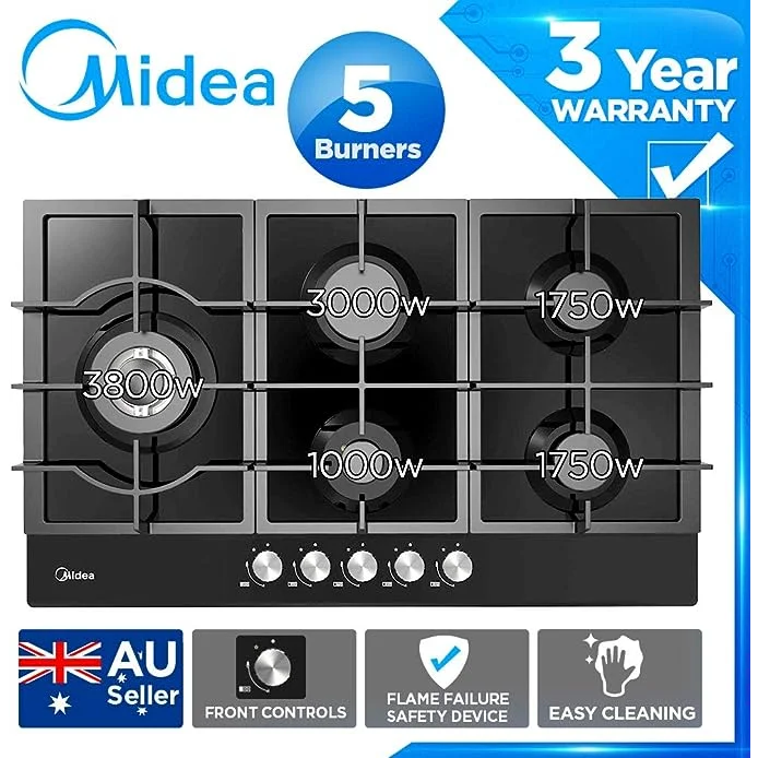 Gas Glass Cooktop 90cm Black - Appliances > Kitchen