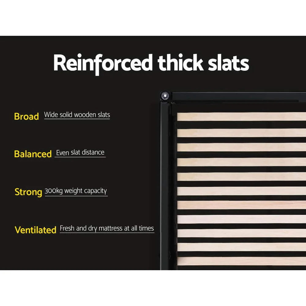 Gas Lift Bed Frame Queen Storage Fabric Charcoal - Bedroom