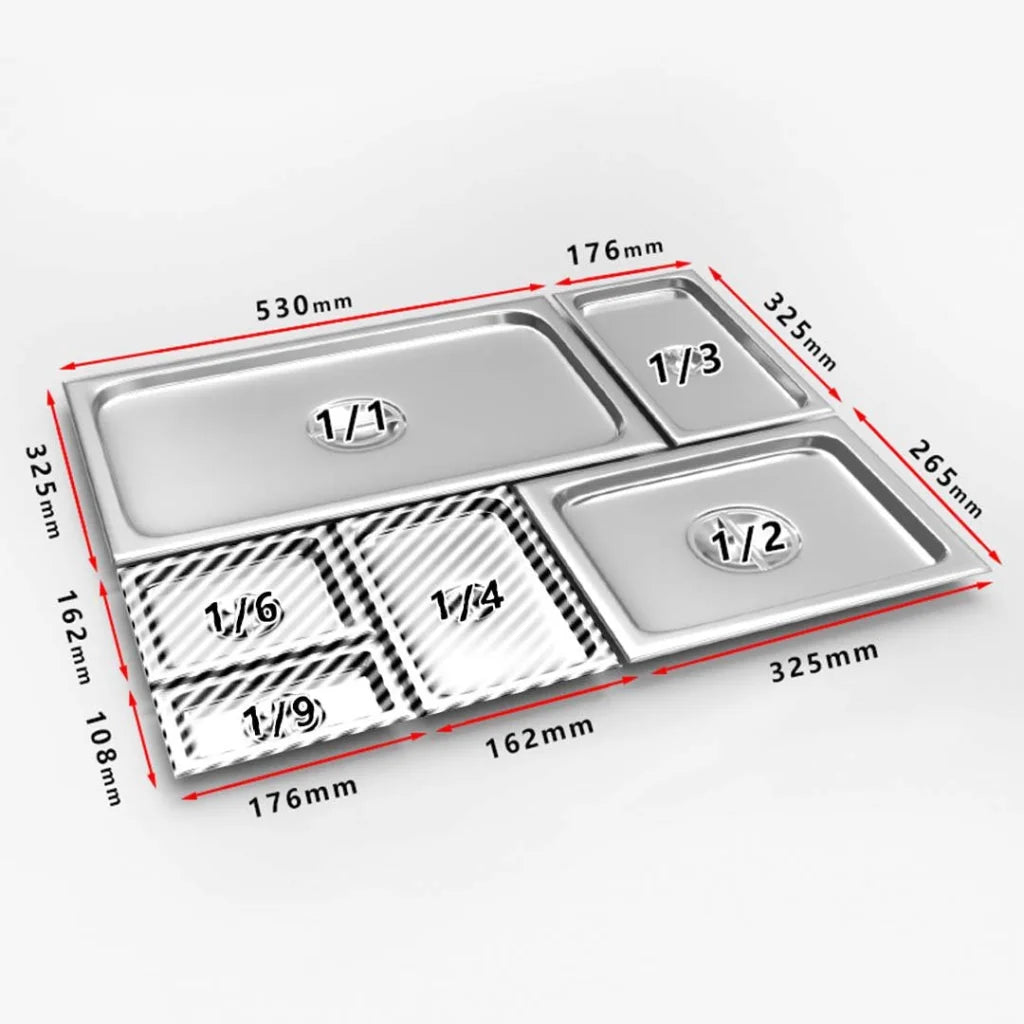 Gastronorm GN Pan Lid Set Premium 12X Full Size 1/3 Stainless Steel Tray Top Cover