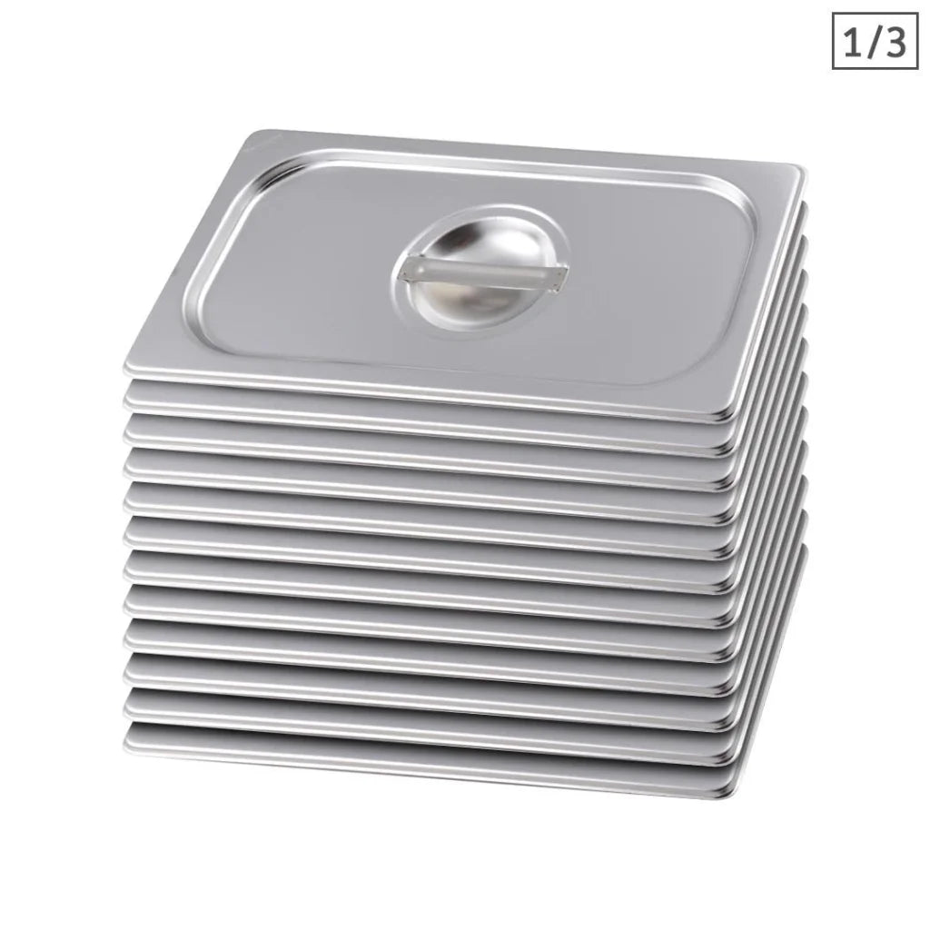 Gastronorm GN Pan Lid Set Premium 12X Full Size 1/3 Stainless Steel Tray Top Cover