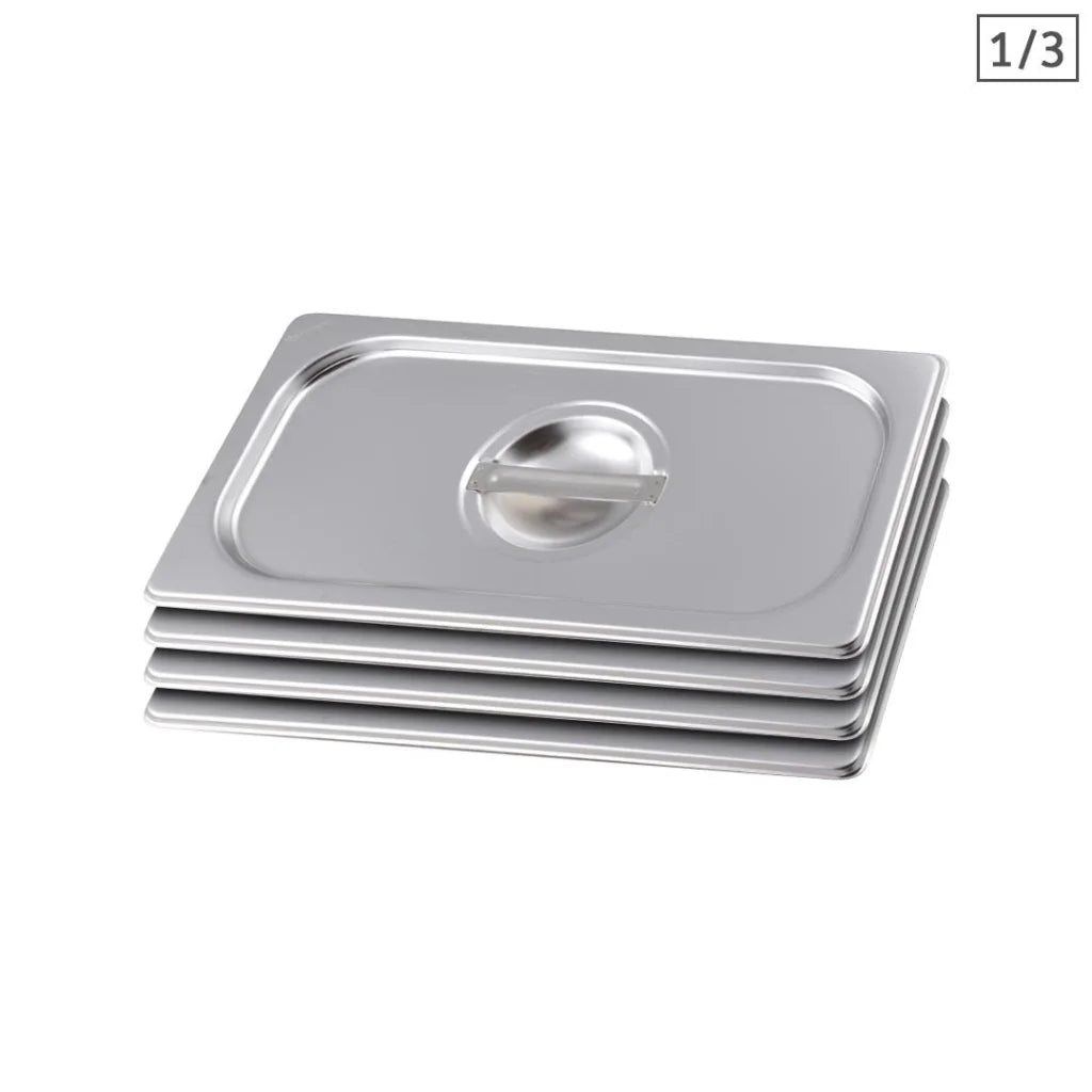 Gastronorm GN Pan Lid Set Premium 4X Full Size 1/3 Stainless Steel Tray Top Cover