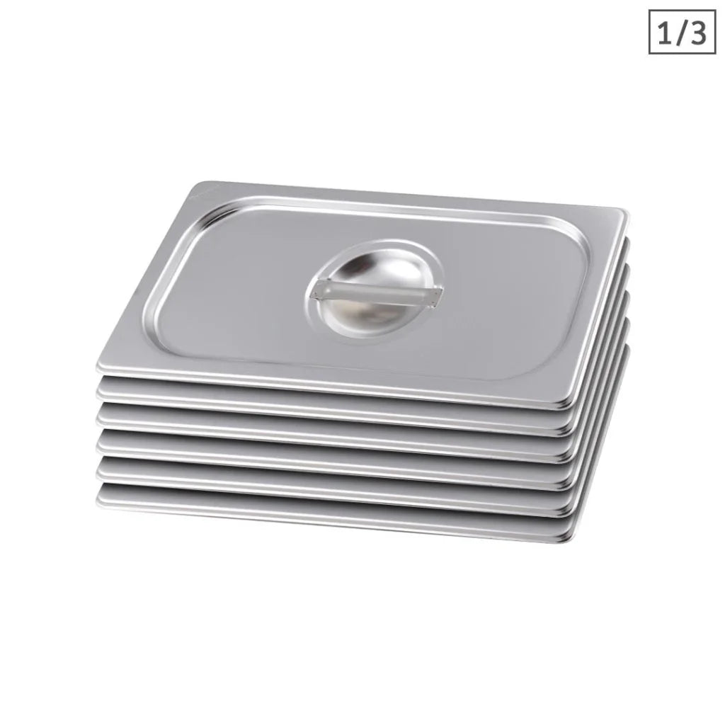 Gastronorm GN Pan Lid Set Premium 6X Full Size 1/3 Stainless Steel Tray Top Cover