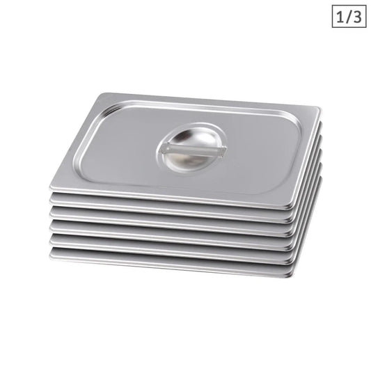 Gastronorm GN Pan Lid Set Premium 6X Full Size 1/3 Stainless Steel Tray Top Cover