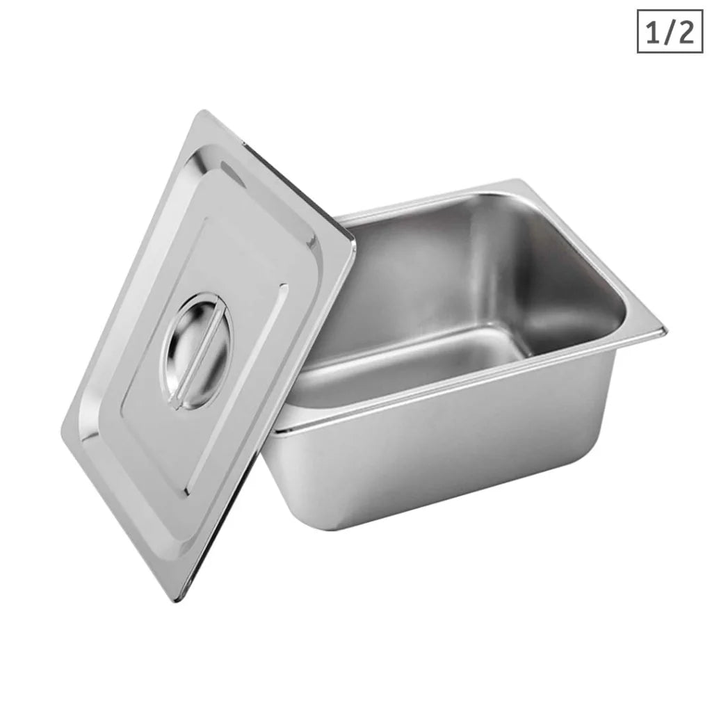 Gastronorm GN Pan Premium Full Size 1/2 GN 15cm Deep Stainless Steel with Lid
