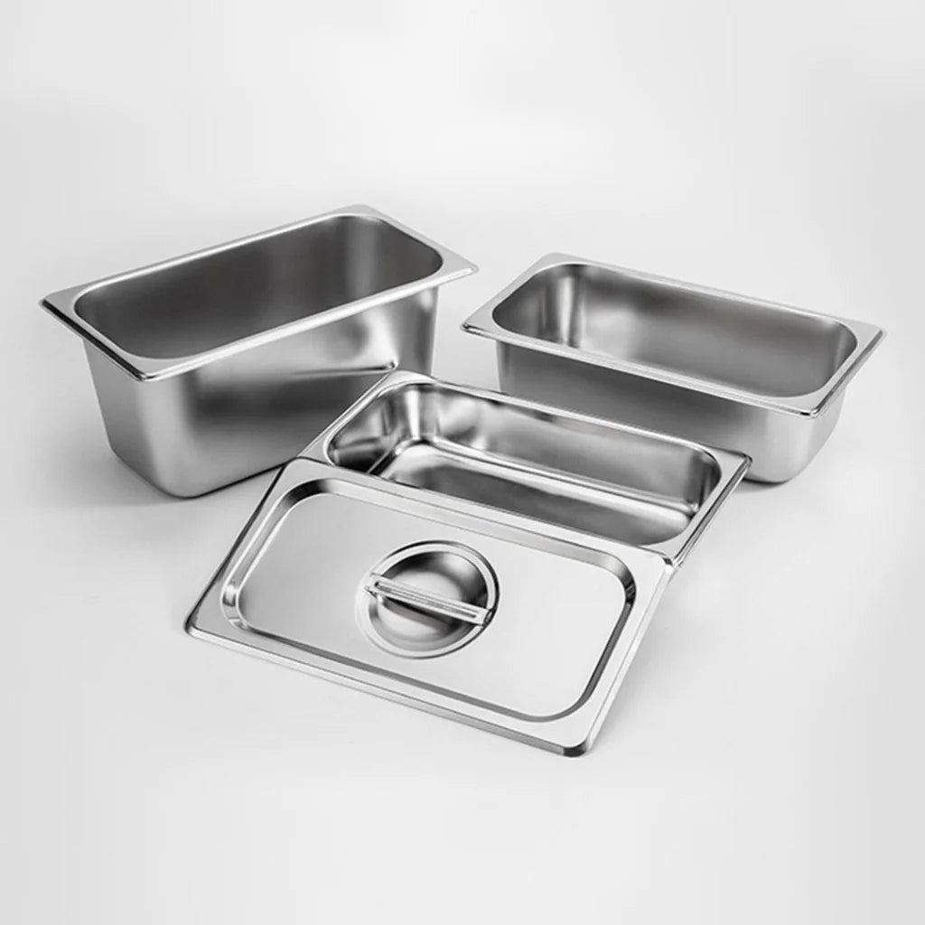 Gastronorm GN Pan Premium Full Size 1/3 GN 15cm Deep Stainless Steel Tray with Lid