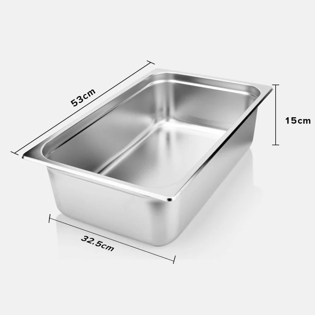 Gastronorm GN Pan Premium Set of 2 Full Size 1/1 GN 15cm Deep Stainless Steel Tray