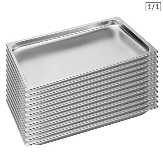 Gastronorm GN Pan Set Premium 12X Full Size 1/1 GN 2cm Deep Stainless Steel Tray