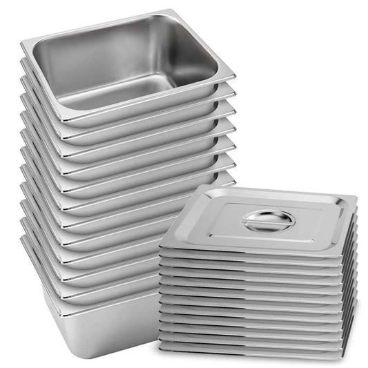 Gastronorm GN Pan Set Premium 12X Full Size 1/2 GN 15cm Deep Stainless Steel with Lid