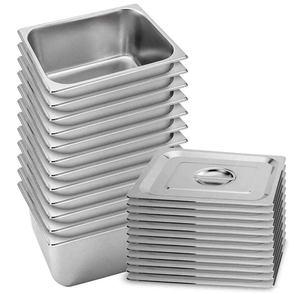 Gastronorm GN Pan Set Premium 12X Full Size 1/2 GN 20cm Deep Stainless Steel Tray with Lid